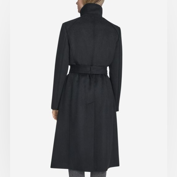 New Cole Haan Women's Slick Wool Belted Coat In Black Size 14 - Picture 2 of 12